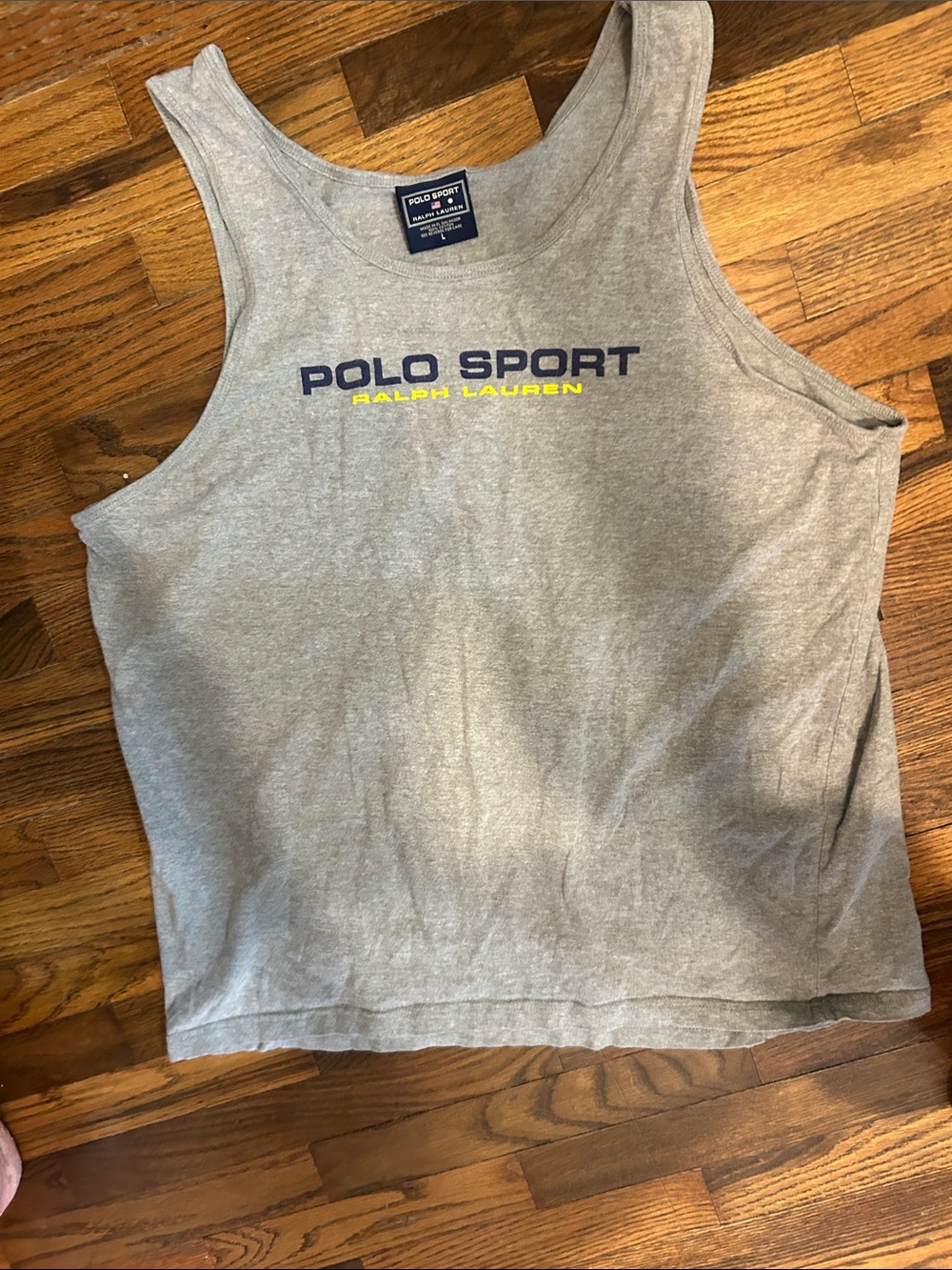 Polo by Ralph Lauren Gray Tank Top with Navy and Yellow Logo - Picture 4 of 5